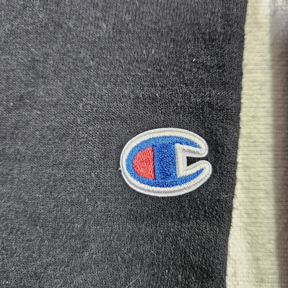 Champion Hoodie Powerblend Mens Medium M Script‎ Logo Black GF89H Fleece